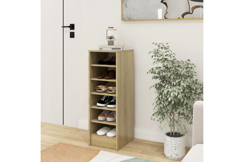 Skoskåp sonoma-ek 31,5x35x90 cm spånskiva - Brun - Förvaring - Skoförvaring - Skoskåp
