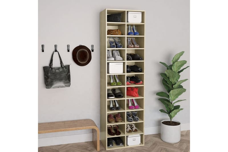 Skoskåp sonoma-ek 54x34x183 cm spånskiva - Brun - Förvaring - Skoförvaring - Skoskåp
