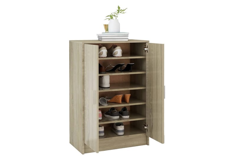 Skoskåp sonoma-ek 60x35x92 cm spånskiva - Brun - Förvaring - Skoförvaring - Skoskåp