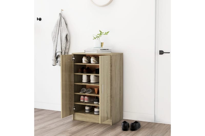 Skoskåp sonoma-ek 60x35x92 cm spånskiva - Brun - Förvaring - Skoförvaring - Skoskåp