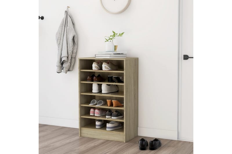 Skoskåp sonoma-ek 60x35x92 cm spånskiva - Brun - Förvaring - Skoförvaring