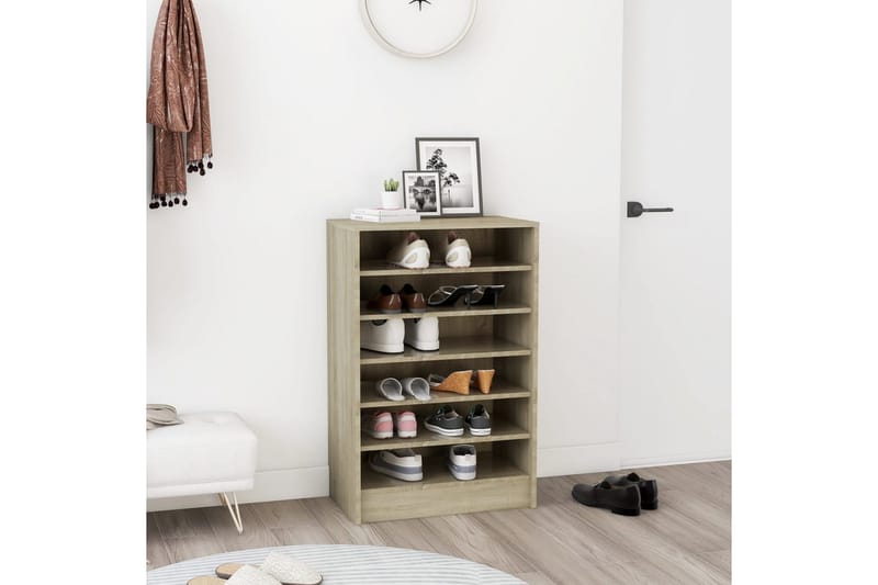 Skoskåp sonoma-ek 60x35x92 cm spånskiva - Brun - Förvaring - Skoförvaring