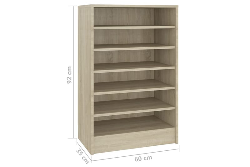 Skoskåp sonoma-ek 60x35x92 cm spånskiva - Brun - Förvaring - Skoförvaring