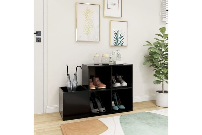 Skoskåp svart 105x35,5x70 cm spånskiva - Svart - Förvaring - Skoförvaring