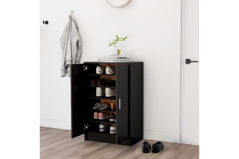 Skoskåp svart 60x35x92 cm spånskiva - Svart - Förvaring - Skoförvaring - Skoskåp