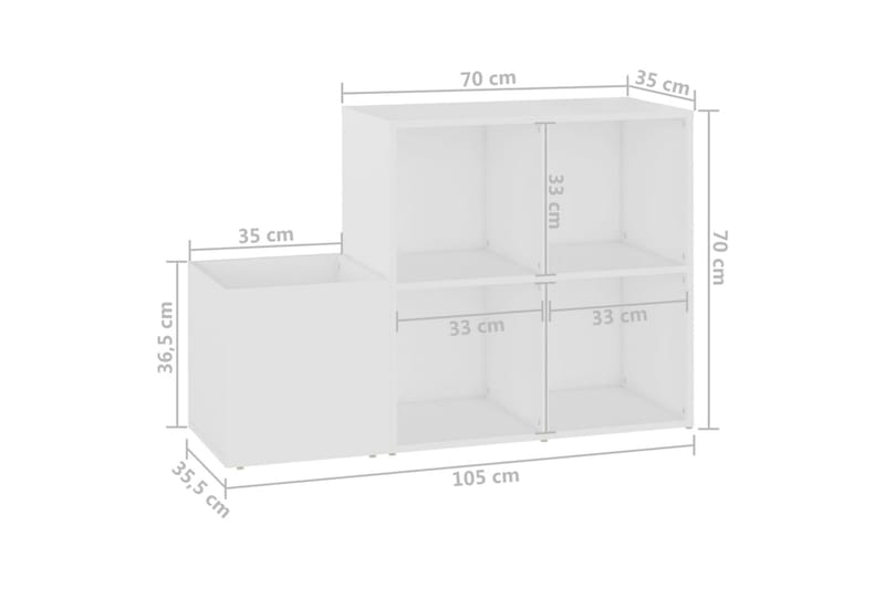 Skoskåp vit 105x35,5x70 cm spånskiva - Vit - Förvaring - Skoförvaring