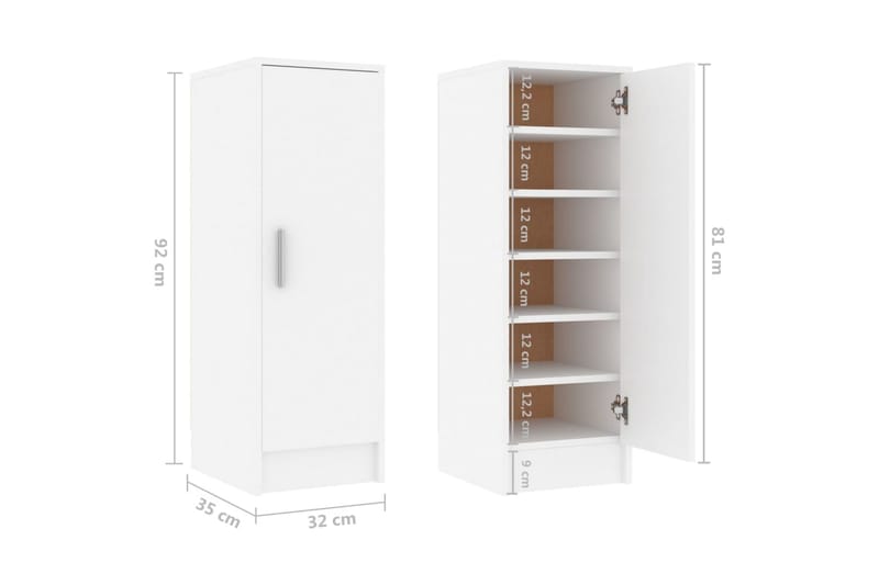 Skoskåp vit 32x35x92 cm spånskiva - Vit - Förvaring - Skoförvaring - Skoskåp