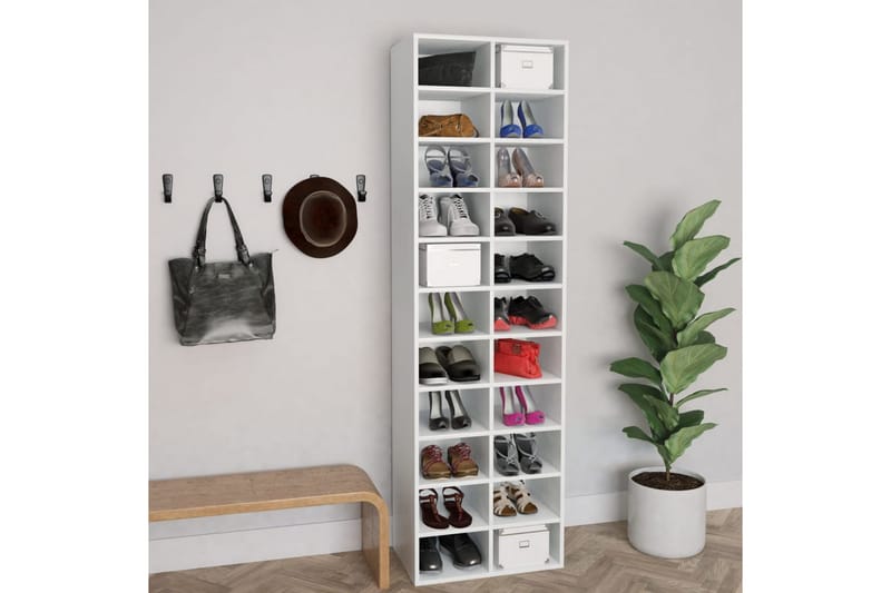 Skoskåp vit 54x34x183 cm spånskiva - Vit - Förvaring - Skoförvaring - Skoskåp