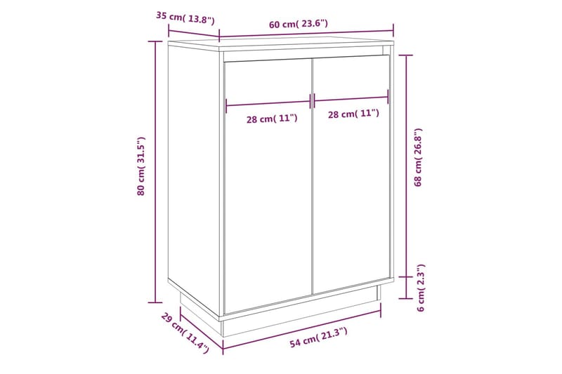 Skoskåp vit 60x35x80 cm massiv furu - Vit - Skoskåp - Hallförvaring - Skoförvaring