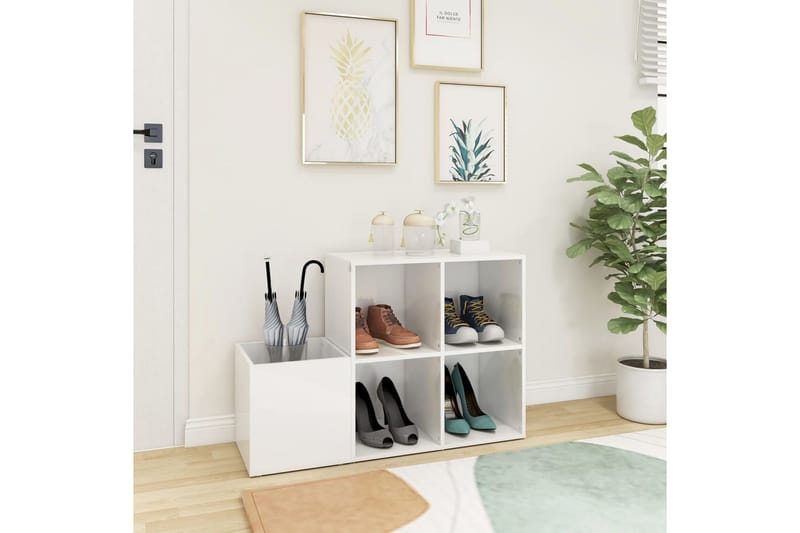 Skoskåp vit högglans 105x35,5x70 cm spånskiva - Vit högglans - Förvaring - Skoförvaring