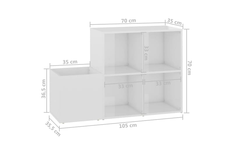 Skoskåp vit högglans 105x35,5x70 cm spånskiva - Vit högglans - Förvaring - Skoförvaring