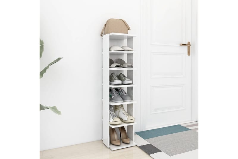 Skoskåp vit högglans 25x27x102 cm spånskiva - Vit högglans - Förvaring - Skoförvaring
