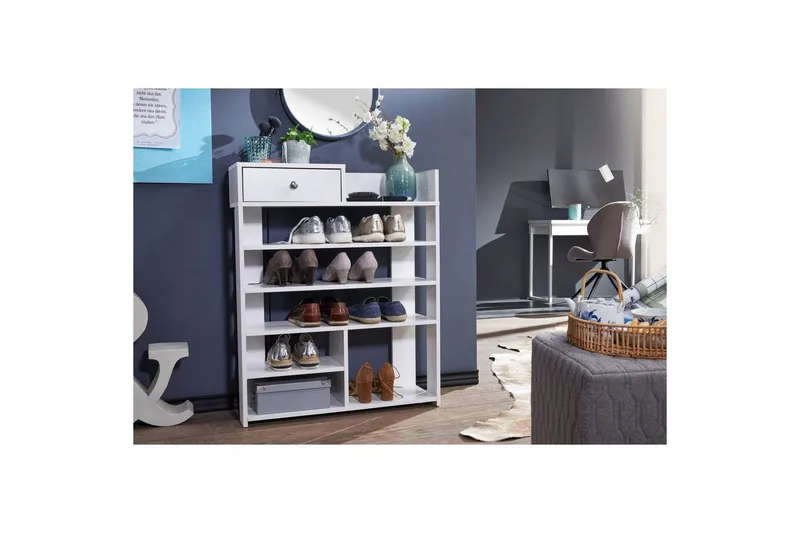 Skoskåp Wohnling Folierad spånskiva öppet rack 1 låda - Förvaring - Skoförvaring