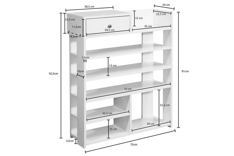 Skoskåp Wohnling Folierad spånskiva öppet rack 1 låda - Förvaring - Skoförvaring