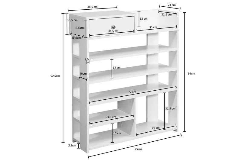 Skoskåp Wohnling Folierad spånskiva öppet rack 1 låda - Förvaring - Skoförvaring