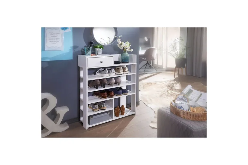 Skoskåp Wohnling Folierad spånskiva öppet rack 1 låda - Förvaring - Skoförvaring