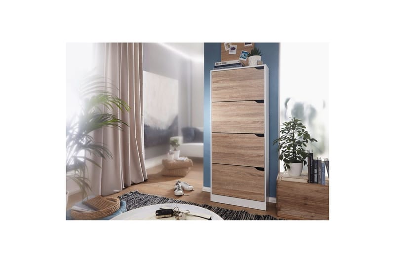 Skoskåp Wohnling Folierad spånskiva 4 tipp-ut fack för 24 par - Förvaring - Skoförvaring - Skoskåp