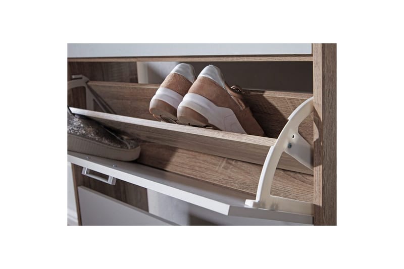 Skoskåp Wohnling Folierad spånskiva med förvaringshylla, 2 nedfällbara fack, 1 låda - Förvaring - Skoförvaring - Skoskåp