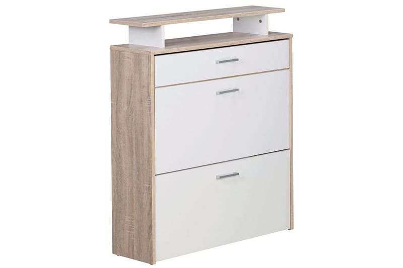 Skoskåp Wohnling Folierad spånskiva med förvaringshylla, 2 nedfällbara fack, 1 låda - Förvaring - Skoförvaring - Skoskåp