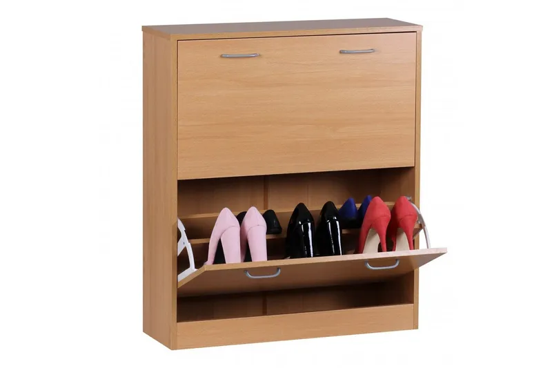 Skoskåp Wohnling KIEL med 2 fällbara fack, folierad spånskiva Bok - Bok - Förvaring - Skoförvaring - Skoskåp