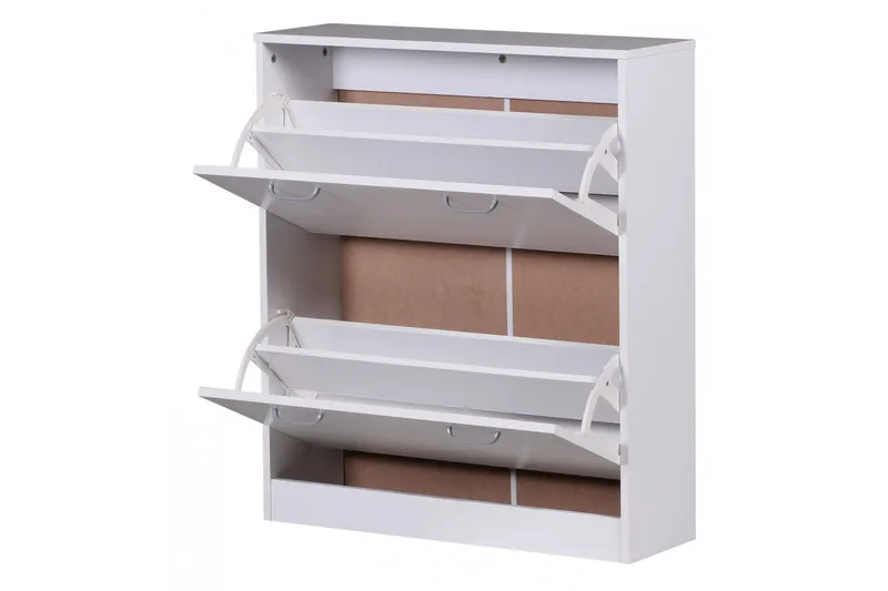 Skoskåp Wohnling KIEL med 2 fällbara fack, folierad spånskiva Vit - Vit - Förvaring - Skoförvaring - Skoskåp