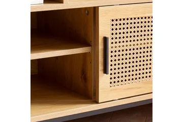 Skoskåp Wohnling Klädd Bänk med Skjutdörr Wiensk Korgmönstrad Optik Modern - Möbler - Stolar & fåtöljer - Sittbänk - Skobänk & skohylla med bänk