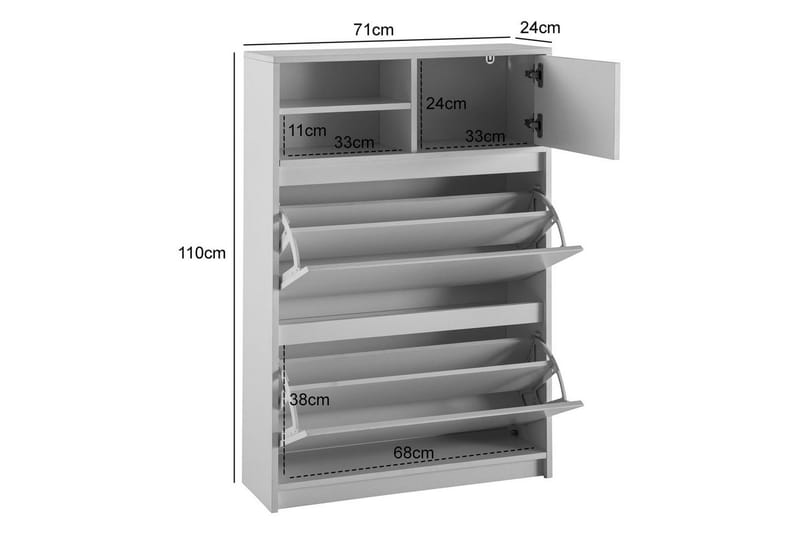 Skoskåp Wohnling med 2 utfällbara fack 1 dörr melaminbelagd mdf modern - Förvaring - Skoförvaring - Skoskåp