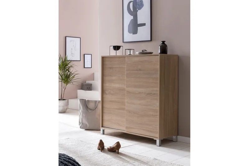 Skoskåp Wohnling melaminbelagd MDF, skjutdörrar, för 20 par Sonoma - Sonoma - Förvaring - Skoförvaring - Skoskåp