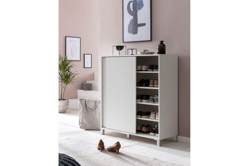 Skoskåp Wohnling melaminbelagd MDF, skjutdörrar, för 20 par Vit - Vit - Förvaring - Skoförvaring - Skoskåp