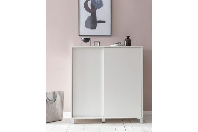 Skoskåp Wohnling melaminbelagd MDF, skjutdörrar, för 20 par Vit - Vit - Förvaring - Skoförvaring - Skoskåp