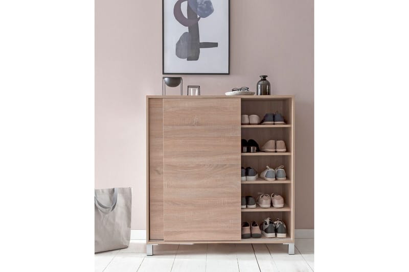 Skoskåp Wohnling melaminbelagd MDF, skjutdörrar, för 20 par Sonoma - Sonoma - Förvaring - Skoförvaring - Skoskåp