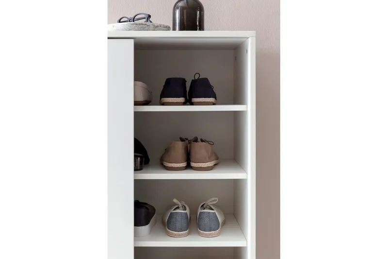 Skoskåp Wohnling melaminbelagd MDF, skjutdörrar, för 20 par Vit - Vit - Förvaring - Skoförvaring - Skoskåp