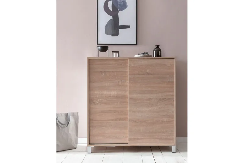 Skoskåp Wohnling melaminbelagd MDF, skjutdörrar, för 20 par Sonoma - Sonoma - Förvaring - Skoförvaring - Skoskåp