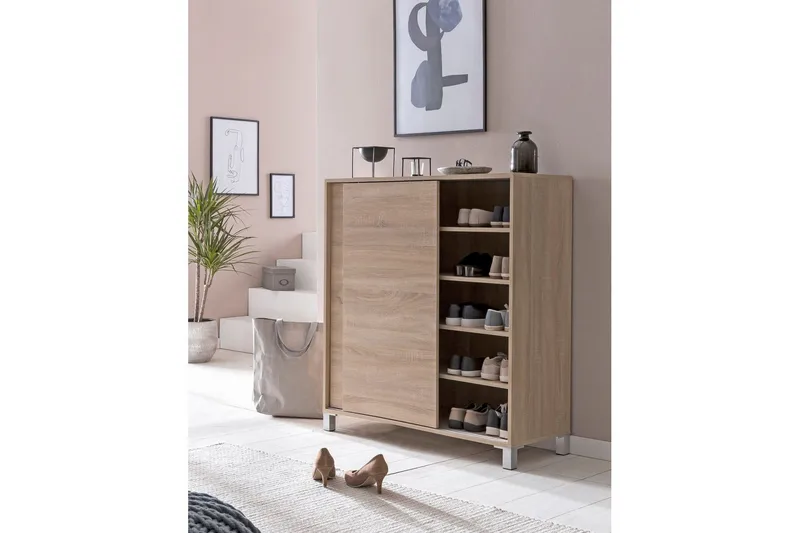 Skoskåp Wohnling melaminbelagd MDF, skjutdörrar, för 20 par Sonoma - Sonoma - Förvaring - Skoförvaring - Skoskåp