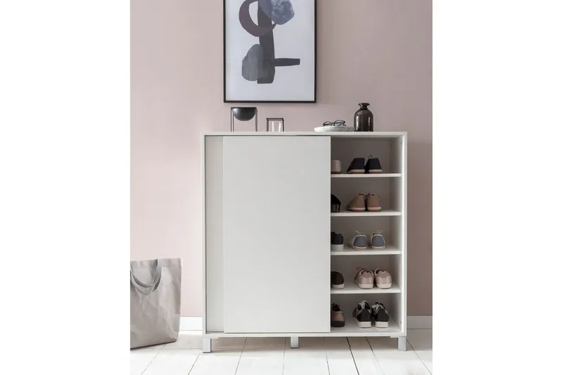 Skoskåp Wohnling melaminbelagd MDF, skjutdörrar, för 20 par Vit - Vit - Förvaring - Skoförvaring - Skoskåp
