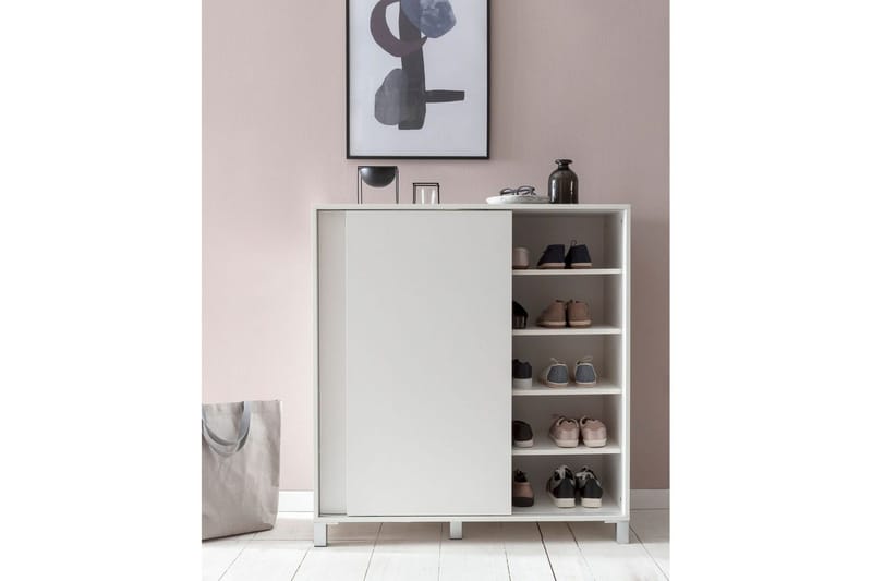Skoskåp Wohnling melaminbelagd MDF, skjutdörrar, för 20 par Vit - Vit - Förvaring - Skoförvaring - Skoskåp