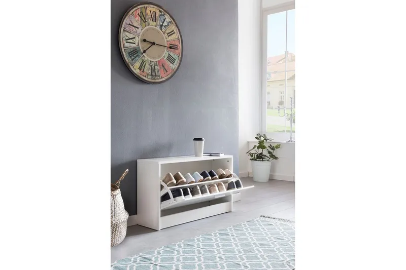Skoskåp Wohnling SPLIT med fällbara fack, foliebelagd spånskiva Vit - Vit - Förvaring - Skoförvaring - Skoskåp