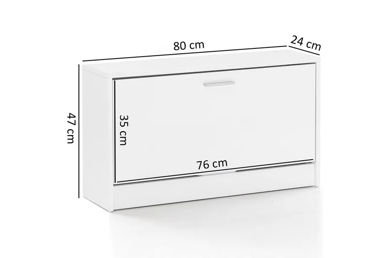 Skoskåp Wohnling SPLIT med fällbara fack, foliebelagd spånskiva Vit - Vit - Förvaring - Skoförvaring - Skoskåp