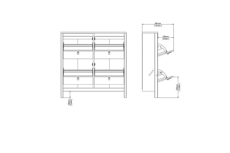 Vallvidera Skoskåp 25x102 cm - Vit/Natur - Förvaring - Skoförvaring - Skoskåp