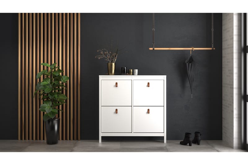 Vallvidera Skoskåp 25x102 cm - Vit/Natur - Förvaring - Skoförvaring - Skoskåp