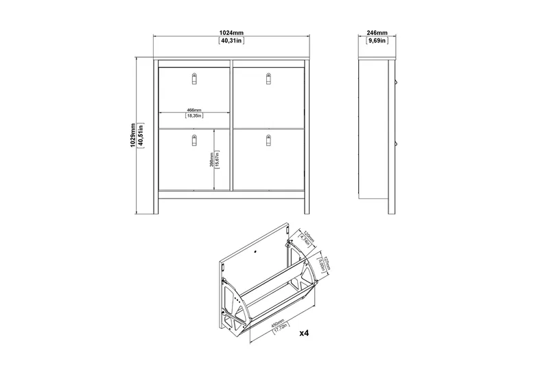 Vallvidera Skoskåp 25x102 cm - Vit/Natur - Förvaring - Skoförvaring - Skoskåp