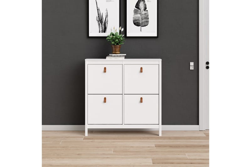 Vallvidera Skoskåp 25x102 cm - Vit/Natur - Förvaring - Skoförvaring - Skoskåp