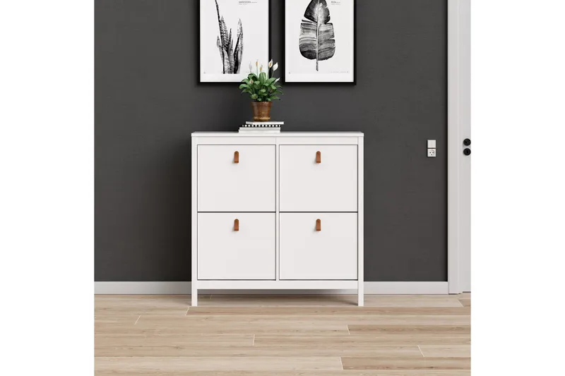 Vallvidera Skoskåp 25x102 cm - Vit/Natur - Förvaring - Skoförvaring - Skoskåp