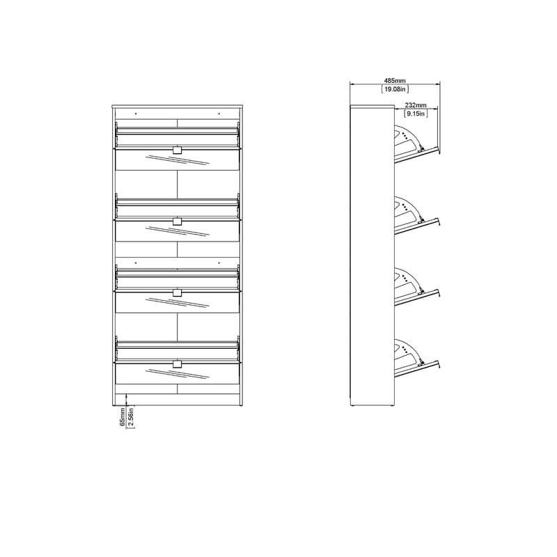 Tenor Skoskåp 4 fack 70x24x162 cm - Förvaring - Skoförvaring - Skoskåp