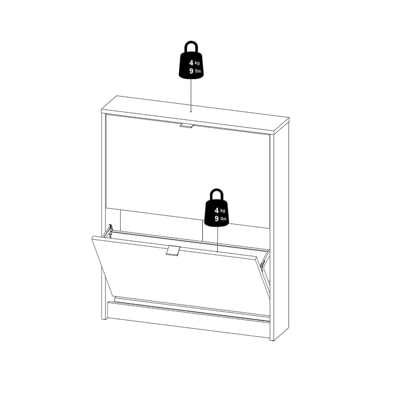 Tenor Skoskåp med 2 fack 70x16x85 cm - Förvaring - Skoförvaring