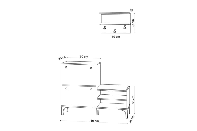 Tervate Skoskåp 110x35 cm - Natur - Skoskåp - Hallförvaring - Skoförvaring