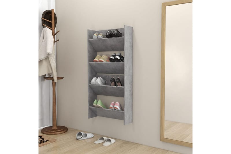 Väggmonterat skoställ 2 st betonggrå 60x18x60 cm spånskiva - Betonggrå - Förvaring - Skoförvaring