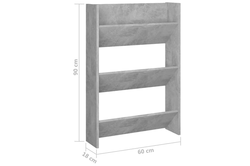 Väggmonterat skoställ 2 st betonggrå 60x18x90 cm spånskiva - Betonggrå - Förvaring - Skoförvaring