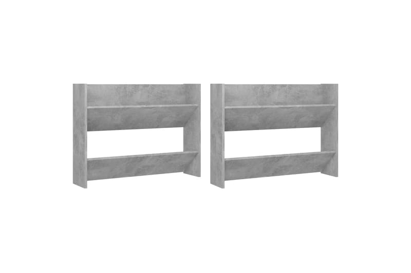 Väggmonterat skoställ 2 st betonggrå 80x18x60 cm spånskiva - Betonggrå - Förvaring - Skoförvaring
