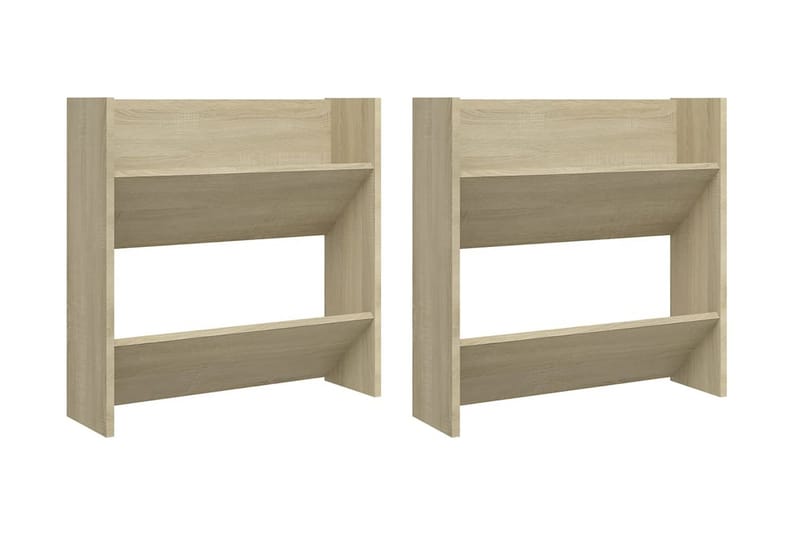 Väggmonterat skoställ 2 st sonoma-ek 60x18x60 cm spånskiva - Ek - Förvaring - Skoförvaring